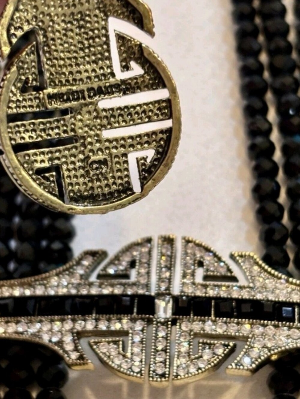 Heidi Daus NIB Black Multi-Strand Beaded Necklace with Pendant & Earrings Set - Picture 4 of 6